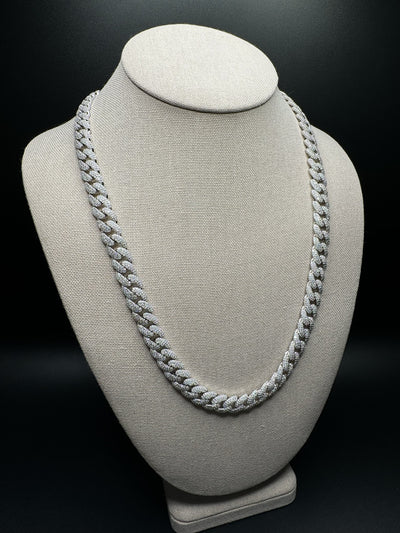 22" 10mm 30ctw Moissanite Silver Cuban Link 103.5g
