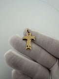 1.25" 14k Yellow Gold Flared Cross with Cutout Detail 3.1mm Bail 1.65g