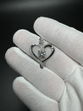 New 1.25” 18k White Gold 1.75ctw Lab Diamond Heart Pendant with 1.5ct E VS1 Center Stone 5.65g