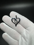 New 1.25” 18k White Gold 1.75ctw Lab Diamond Heart Pendant with 1.5ct E VS1 Center Stone 5.65g