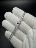 7.25" Silver Double Row Moissanite Tennis Bracelet 4.5mm 9.5g