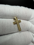1" 14k Yellow Gold Beveled Edge Cross 3.5mm Bail 1.35g
