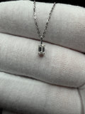 16-18" Adjustable Silver Cable Chain with 1/4ct Emerald Cut VS/VVS Lab Diamond Solitaire Pendant 1.1g