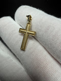 1" 14k Yellow Gold Beveled Edge Cross 3.5mm Bail 1.35g