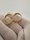 20mm x 6mm 14k Yellow Gold Flat Edge Hoops 3.0g