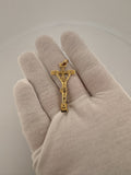 2" 14k Yellow Gold Crucifix on Square Cross High Detail 3mm Bail 4.0g