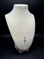 18” 10k Yellow Gold chain & 1.25” 1/10ctw Natural Diamond Dagger with Ruby Handle