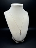 18” 10k Yellow Gold chain & 1.25” 1/10ctw Natural Diamond Dagger with Ruby Handle
