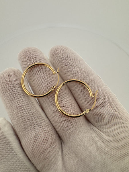 25mm x 2mm 18k Yellow Gold Hoops 2.0g