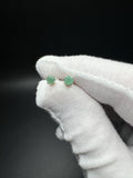 4mm Silver Natural Emerald Stud Earrings
