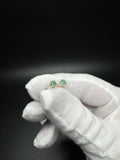 4mm Silver Natural Emerald Stud Earrings