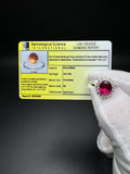 Size 7 14k White Gold Ring GSI Certified 8x10mm Lab Ruby Center with 1/2ctw Lab Diamond Halo 3.7g