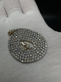 18" Gold over Silver 7ctw VS/VVS Lab Diamond Tennis Chain 2.6mm 11.9g