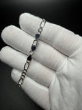 7.25" Silver Figaro Religious ID Bracelet 5mm 12.5g