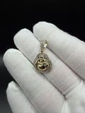 1" 10k Yellow Gold 1/3ctw Natural Diamond Buddha Pendant 5.1mm Bail 2.7g