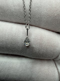 16-18" Adjustable Silver Cable Chain with 1/4ct Pear Shape VS/VVS Lab Diamond Solitaire Pendant 1.2g