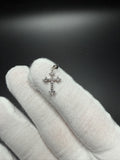3/4" 10k White Gold 1/10ctw Natural Diamond Gothic Cross 2mm Bail .8g