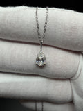 16-18" Adjustable Silver Cable Chain with 1ct Pear Shape VS/VVS Lab Diamond Solitaire Pendant 1.5g