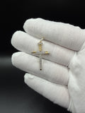 1.5" 10k Yellow Gold 1/3ctw Natural Diamond Nail Cross 4.2mm Bail 2.8g