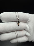 18" 14k White Gold Herme$ Chain & 1/2" Solid Cross Pendant 2.21g