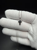 18" 14k White Gold Herme$ Chain & 1/2" Solid Cross Pendant 2.21g
