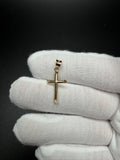 1" 14k Yellow Gold Round Cross 4mm Bail .72g