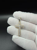 1.5" 10k Yellow Gold 3/4ctw Natural Diamond Double Row Cross 6.5mm Bail 3.3g
