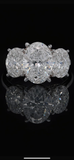 Size 7 14k White Gold 7.75ctw E-F VS1 Oval Lab Diamond 3 Stone Engagement Ring