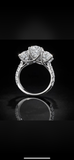 Size 7 14k White Gold 7.75ctw E-F VS1 Oval Lab Diamond 3 Stone Engagement Ring