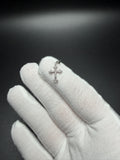 3/4" 10k White Gold 1/10ctw Natural Diamond Gothic Cross 2mm Bail .8g
