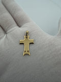 1.25" 14k Yellow Gold Flared Cross with Cutout Detail 3.1mm Bail 1.65g
