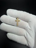 1" 14k Yellow Gold Beveled Edge Cross 3.5mm Bail 1.35g