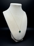 18" 14k Yellow Gold Chain & Malachite Heart Pendant with Natural Diamond Bail