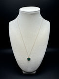 18" 14k Yellow Gold Chain & Malachite Heart Pendant with Natural Diamond Bail