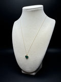 18" 14k Yellow Gold Chain & Malachite Heart Pendant with Natural Diamond Bail