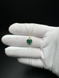 18" 14k Yellow Gold Chain & Malachite Heart Pendant with Natural Diamond Bail