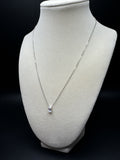 16-18" 14k White Gold Chain & 1.03ct D VVS2 Emerald Cut Lab Diamond Solitaire Pendant IGI Certified