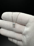 16-18" 14k White Gold Chain & 1.03ct D VVS2 Emerald Cut Lab Diamond Solitaire Pendant IGI Certified