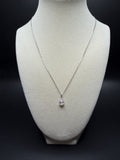 16-18" Adjustable Silver Cable Chain with 1ct Pear Shape VS/VVS Lab Diamond Solitaire Pendant 1.5g