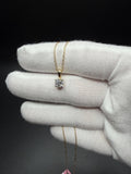 18" Gold over Silver Herme$ Chain & 6mm VS/VVS Lab Diamond Solitaire Pendant 2.0g