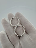 25mm Thin Silver Hoop Earrings 3.5g