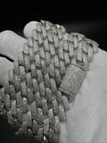 22" 14mm 25ctw Moissanite Silver Cuban Link 139.5g