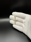 1.5" 10k Yellow Gold 3/4ctw Natural Diamond Double Row Cross 6.5mm Bail 3.3g