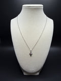 18" 14k White Gold Herme$ Chain & 1/2" Solid Cross Pendant 2.21g