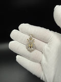 1.5" 10k Yellow Gold 3/4ctw Natural Diamond Lion with Crown 3.3g