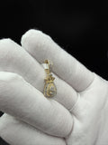 1" 10k Yellow Gold 1/3ctw Natural Diamond Money Bag 5.7mm Bail 2.4g