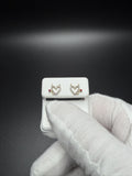 8mm 10k Yellow Gold Natural Diamond Heart Shape Studs with Devil Horns & Ruby Tail .6g
