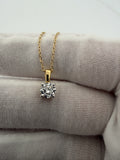 18" Gold over Silver Herme$ Chain & 6mm VS/VVS Lab Diamond Solitaire Pendant 2.0g