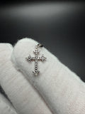3/4" 10k White Gold 1/10ctw Natural Diamond Gothic Cross 2mm Bail .8g