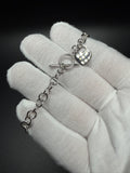 7" Silver Tiff Style Rolo Bracelet with Heart Charm 7.9g
